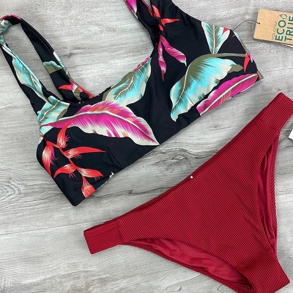 ☀️VOLCOM☀️RVCA☀️ FRONDS 4EVER CROP FADE OUT MEDIUM BIKINI SET - Picture 5 of 12